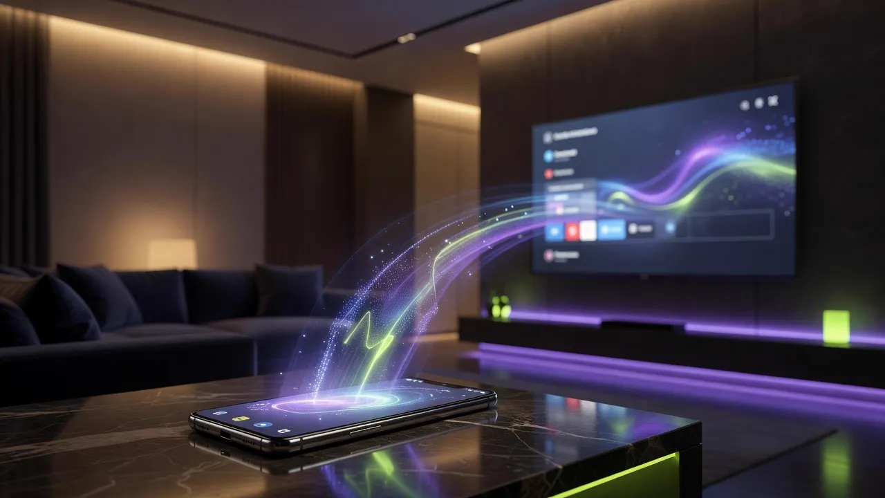 Phone casting entertainment to a television
